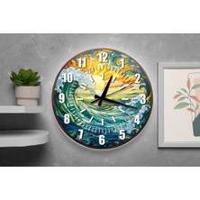 M&H Quality Vitray Efektli Okyanus Dalgaları Duvar Saati (Sessiz Akar Mekanizma)