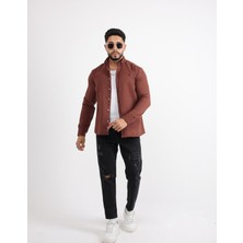 Cliento Kendinden Esnek Süet Şık ve Konforlu Erkek Gömlek