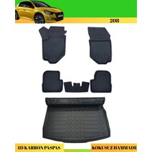 Ack Dizayn Peugeot 208 2019+ Araca Özel Üretim 4d Havuzlu Karbon Paspas Takımı + 3D Bagaj Havuzu