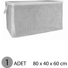 EC Shop Alas Gri Çizgili Fermuarlı Mega Boy Hurç Yastık-Yorgan-Kıyafet Düzenleyici 80*40*60 cm