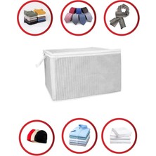 EC Shop (2 Adet) Alas Gri Çizgili Fermuarlı Mini Boy Hurç Yastık-Kazak-Kıyafet Düzenleyici 45*40*30 cm