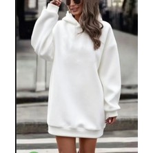 Amor Face Özel Tasarım Kapüşonlu Baskısız Düz Renk Kışlık Dış Mekan Spor Kadın Hoodie Elbise