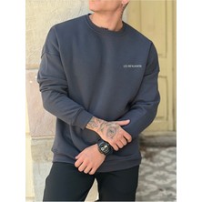 MEİLİFENG Oversize Les Baskılı 3 Iplik %100 Pamuk Sweatshirt