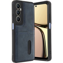Zeroshop Newface Realme C65 Sara Kartvizitli Deri Kılıf - Lacivert