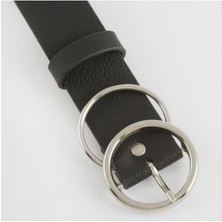 Zeroshop Yuvarlak Tokalı Kemer 3 Cm-Siyah