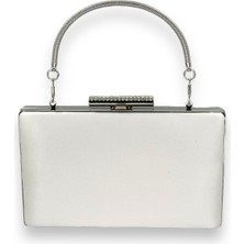 Biçanta Sedef Ekru Inci Beyazı Renk Saten Kristal Taşlı Abiye Çanta Gece Çantası Kına Mezuniyet Çantası