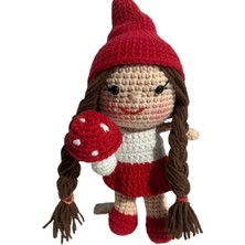Maskot Mantar Kız Amigurumi Organik Anahtarlık Oyuncak