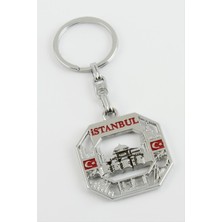 Zeroshop Istanbul Yazılı Metal Anahtarlık-Gümüş Rengi