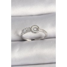 Skygo Pirinç Gümüş Renk Zirkon Taşlı Ayarlanabilir Kadın Yüzük - TJ-BYK3562