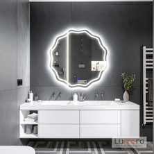 Lumora Mirror Design Envara Beyaz Led'li Lazer Kumlamalı Lavabo & Banyo Aynası (Dokunmatik Sensörlü)