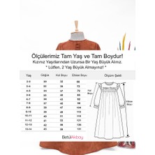 Kız Çocuk Kadife Elbise - Mihri Model Uzun Tesettür Elbise Kiremit