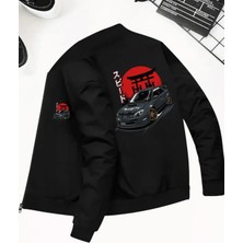 Amor Man Büyük Beden Özel Tasarım Tam Fermuarlı Yuvarlak Yaka Japon Stil Sırt Baskılı  Cepsiz Erkek Sweatshıt