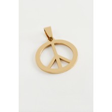 Zeroshop Barış Işareti Çelik Kolye Ucu 2,5 Cm-Sarı