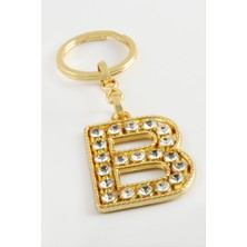 Zeroshop Sarı Renkli Taşlı Harf Anahtarlık-B