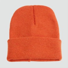 Zeroshop Çift Kat 1 Nci Kalite Renkli Bere   Bere Eldiven -Turuncu