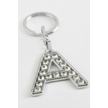 Zeroshop Gümüş Renkli Taşlı Harf Anahtarlık-A