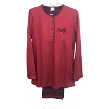 Nena Kadın Uzun Kollu Patlı Kalın Kışlık % 100 Pamuk Pijama TAKIMI-14744