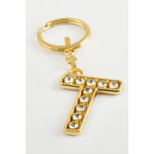 Zeroshop Sarı Renkli Taşlı Harf Anahtarlık-T