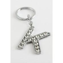 Zeroshop Gümüş Renkli Taşlı Harf Anahtarlık-K