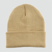 Zeroshop Çift Kat 1 Nci Kalite Renkli Bere   Bere Eldiven -Taba