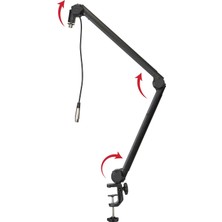 FourForce Frameworks Podcast ve Kayıt Için Deluxe Masaya Monte Yayın Mikrofon Bom Standı; Entegre Xlr Kablosu (GFWBCBM3000)