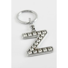 Zeroshop Gümüş Renkli Taşlı Harf Anahtarlık-Z