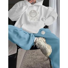 Punix Punıx Büyük Beden Modern Tasarım Kapüşonlu Tribal Çiçek Baskılı Kışlık Oversize Kadın Eşofman Takımı