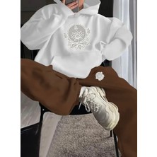 Punix Punıx Büyük Beden Modern Tasarım Kapüşonlu Tribal Çiçek Baskılı Kışlık Oversize Kadın Eşofman Takımı