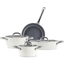 FourForce x Refika Birgül Swiss Crystal Metal Kulplu 7 Parça Tencere Seti