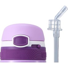 FourForce 350ML Çocuk Paslanmaz Çelik Termos Için Ekonomik Yedek Kapak ve Pipet Seti (Mor Kelebek)