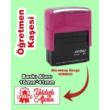 Plankton Tasarım Öğretmen Motivasyon Kaşesi - Yıldızlı Aferin, 911 (16mm*41mm) Kırmızı Keçeli Otomatik Kaşe