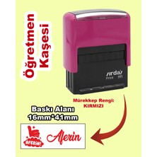 Plankton Tasarım Öğretmen Motivasyon Kaşesi - Aferin, 911 (16mm*41mm) Kırmızı Keçeli Otomatik Kaşe