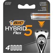 FourForce Hybrid 5 Flex 4'lü Yedek Tıraş Bıçağı Kartuşu (5 Bıçak), 5 Nano Teknolojik Titanyum Bıçak, E Vitamini ile Zenginleştirilmiş Geniş Kayganlaştırıcı Bant