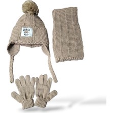 Aware Time Kitti 1-4 Yaş Erkek Bebek & Çocuk Içi Polarlı Atkı Bere Eldiven 3'lü Takım