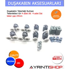 AYRINTISHOP Ayrıntıshop Duşakabin Tekerleği 8 Li Set Grı 24mm