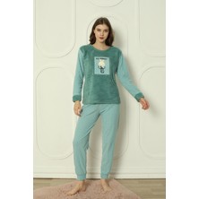 Wordex Fwn 3300 Peluş Welsoft Polar Kışlık Sevimli Tavşanlı Kadın Pijama Takımı