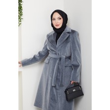 Pamuk Butik Kadın Astarlı Kuşaklı Tüylü Fox Kaban -PMK473