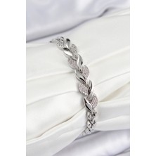 Skygo Pirinç Zirkon Taşlı Balık Kuyruğu Model Gümüş Renk Kadın Bileklik - TJ-BB7530