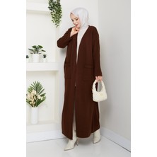 Pamuk Butik Kadın Çelik Örgü Cepli Uzun Triko Hırka -PMK482