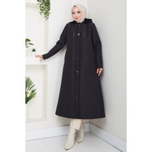 Pamuk Butik Kadın Zincir Detaylı Kapüşonlu Kapitone Mont -PMK475