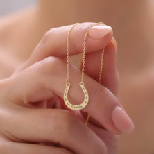 Vaoov 925 Ayar Gümüş Isimli Şans Sembolü Nal Kolye