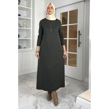 Rabia Şamlı Öykü Çelik Örme Triko Elbise Haki