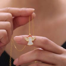 Vaoov 925 Ayar Gümüş Beyaz Mineli Melek Kolye