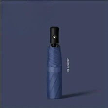 Nirnisa Mavi 8 Telli Şemsiye Unisex Rüzgara Dayanıklı Kırılmayan Erkek Kadın Tam Otomatik Şemsiye 98X58 cm
