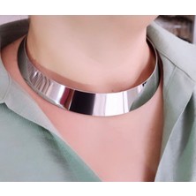 Gümüş Rengi Çelik Choker Elegant Chocker Kolye