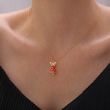 Vaoov 925 Ayar Gümüş Yılbaşı Hediyesi Mineli Çan Kolye