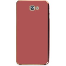 Techno Guru Samsung Galaxy J7 Prime Kılıf Parlak Yapılı Esnek Volet Silikon Kapak