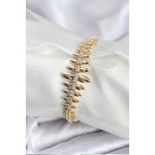 Skygo Pirinç VIP Seri Gold Renk Sıralı Damla Model Kadın Bileklik - TJ-BB7922