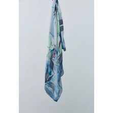 Modakaşmir Nileya Desen Pamuk Şal - Mavi Gri