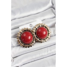 Skygo Pirinç Bordo Vintage Model Gold Renk Kadın Küpe - TJ-BKP10752